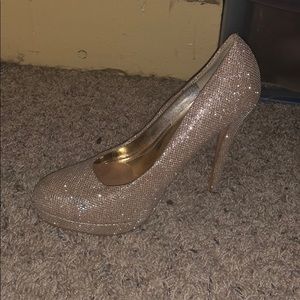 Gold Sparkle Platform Pump Heels